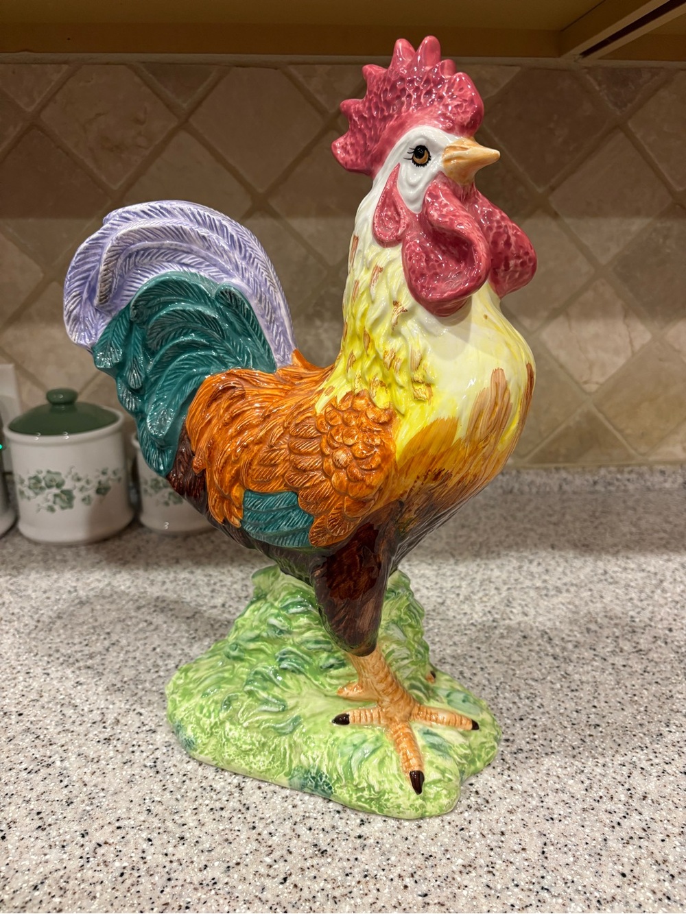 Multicolor Ceramic Rooster Figurine - Decorative Home Art
